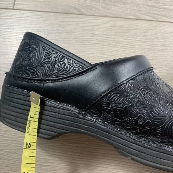 DANSKO Black LT PRO Nursing Clog Shoes Floral Tooled - Picture 10 of 11